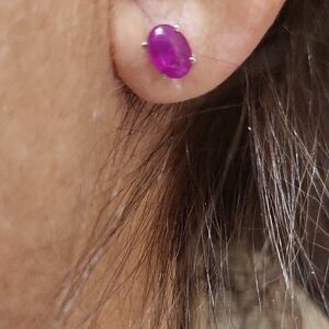Elegant Cabachon Ruby  Stud Earrings